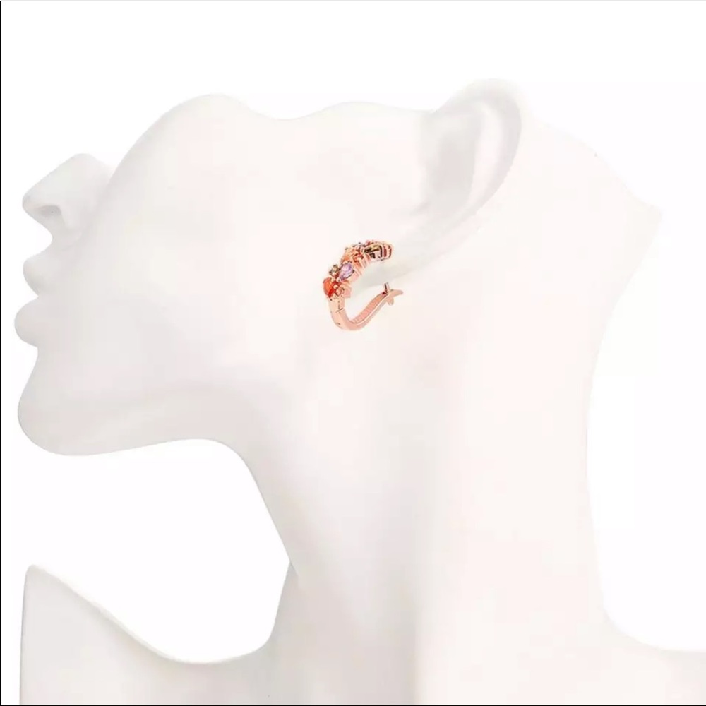New 18K Rose Gold Multicolored Zircon Earrings - Picture 5 of 5